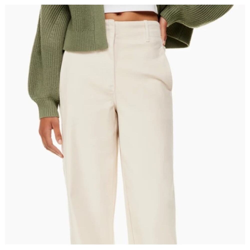 Wilfred Free Day Off Pant Wide Leg Cropped Pants Size 8 Cream Model-off-duty